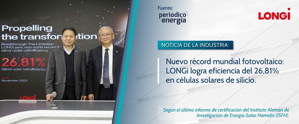 Lee más sobre el artículo LONGi alcanza nuevo récord mundial al lograr eficiencia del 26,81% en células solares de silicio